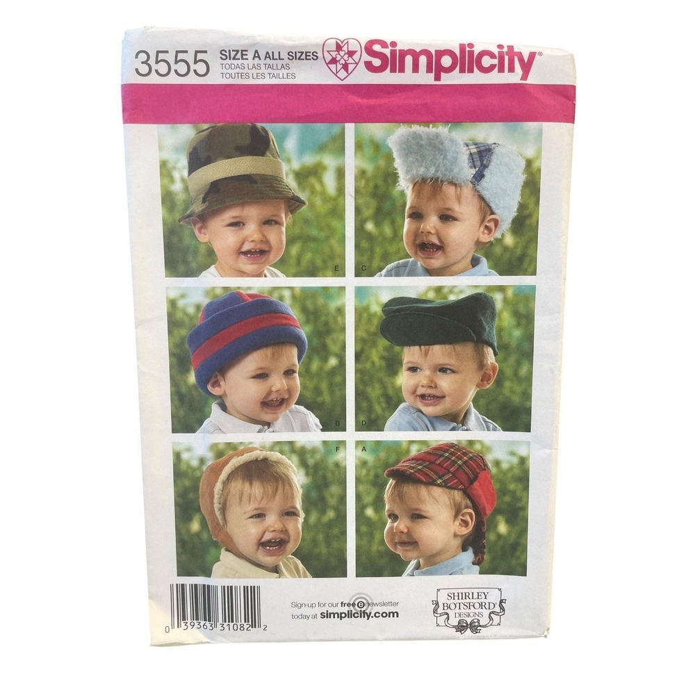 Simplicity 3555 Babies Toddlers Hats Sewing Pattern Size A Uncut 1990s Vintage